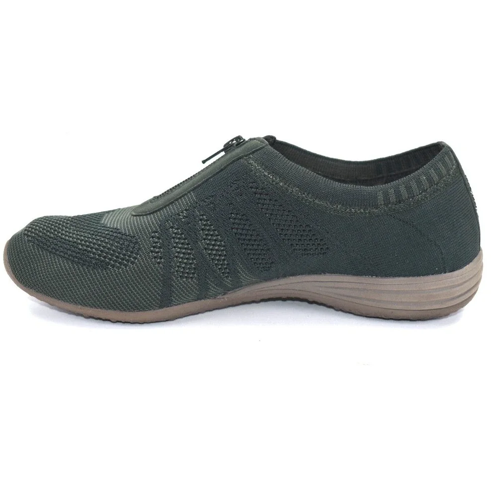 Skechers Transend Womens Green Zip Comfort Casual Knit Shoes Sneakers Size 10